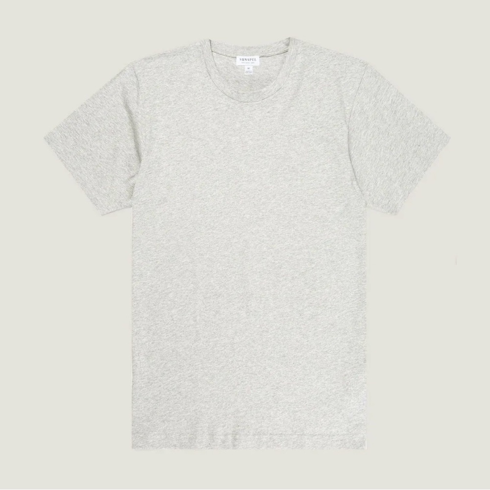 Men's sunspel riviera Crew Neck T-Shirt gray large - Picture 3 of 7